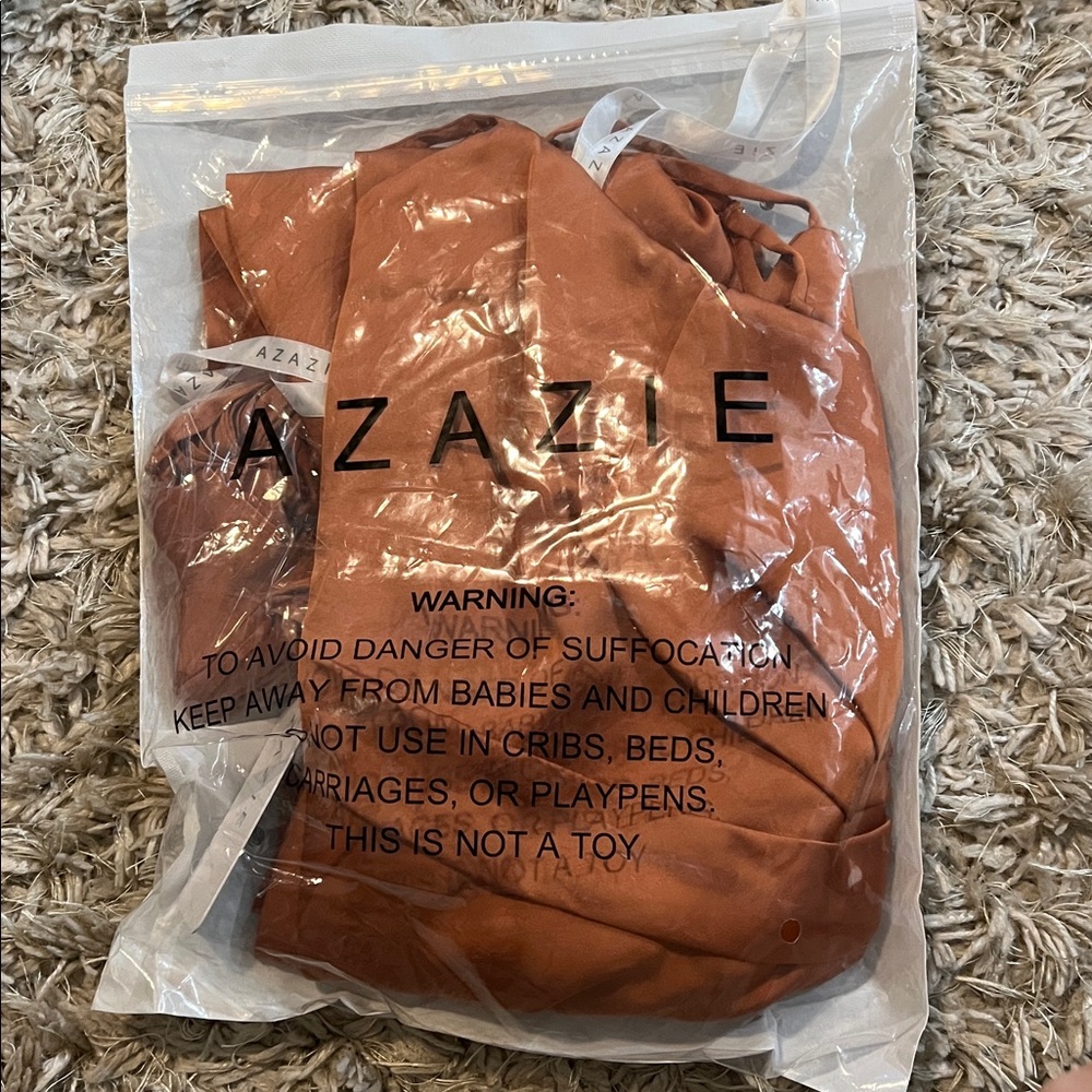 Azazie Calandra Copper A-Line Pleated Stretch Satin Dress - Picture 6 of 7